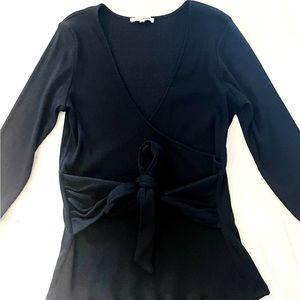 Black Deep V Wrap Top Express Size XL